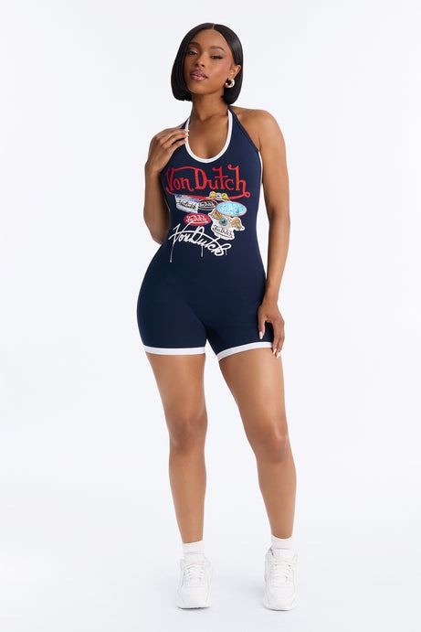 Von Dutch Free Bird Romper - Navy