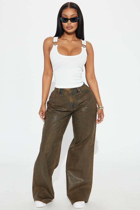 Olivia Overall Tank Top - White
