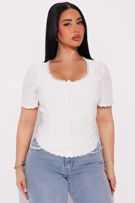 Delicate Love Linen Top - Cream