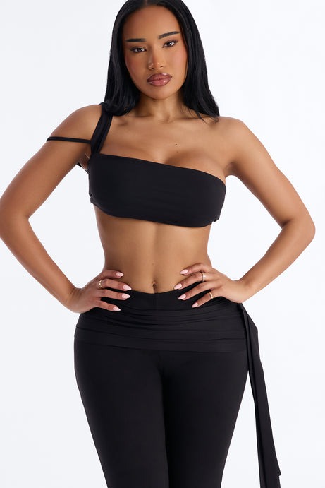 Bianca Matte Form Double Lined Tie Capri Pant - Black