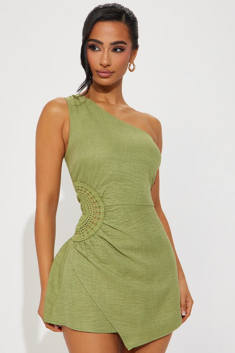 Seaside Linen Romper - Green
