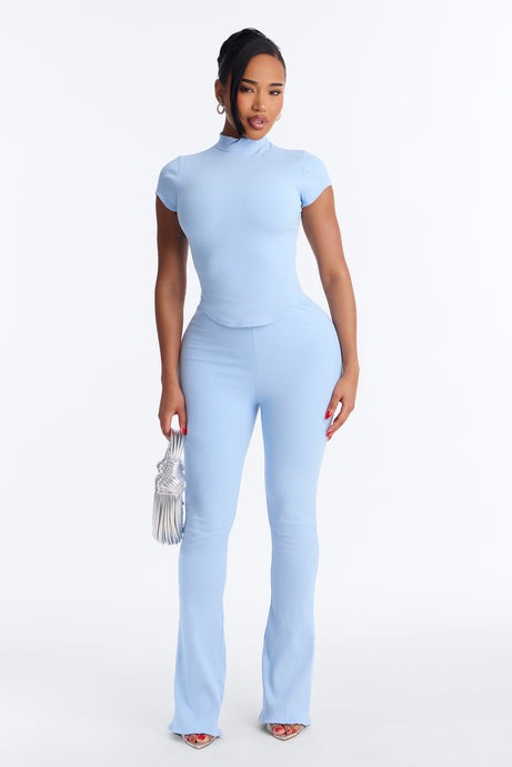 Valentina Snatched Straight Leg Pant Set - Light Blue