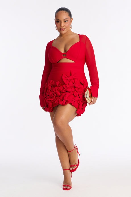 Literally Just A Girl Bow Bandage Micro Mini Dress - Red