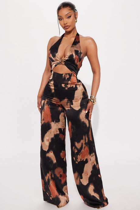 A Dose Of Fashion Satin Jumpsuit - Black/combo