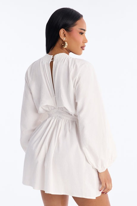 Rory Poplin Mini Dress - White