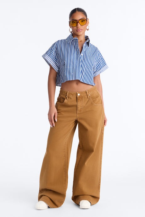 Beachside Babe Striped Shirt - Navy/combo