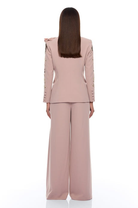 Indie Embellished Blazer Pant Set - Mauve