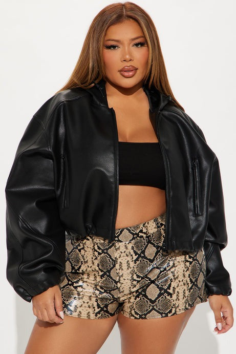 Young Mogul Faux Leather Jacket - Black
