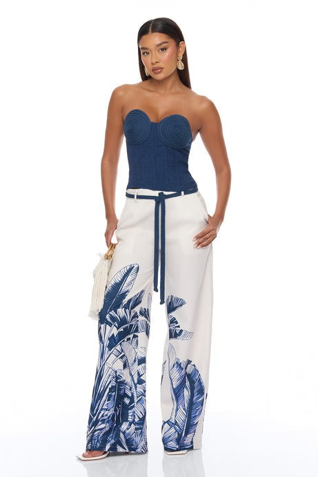 Tuscan Sunsets Corset Pant Set - Navy/combo