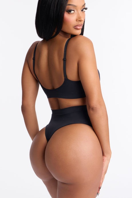 Nova Sculpt Seamless Strong Compression Mid Waist Thong - Black