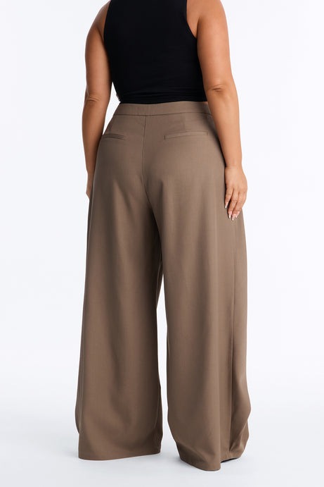 Seeing Double Wide Leg Wrap Front Trouser - Caffe