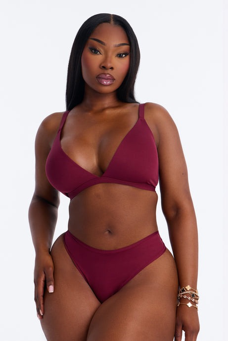 Light As A Feather Microfiber Triangle Bralette - Wine