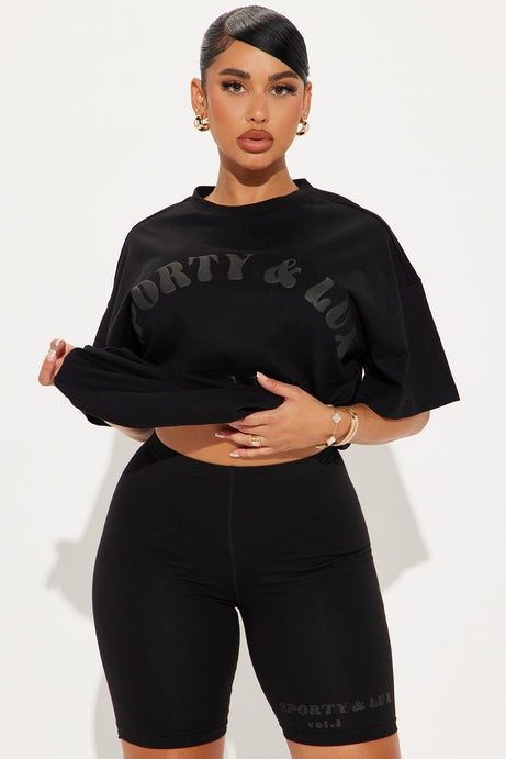 Sporty & Lux Biker Short Set - Black
