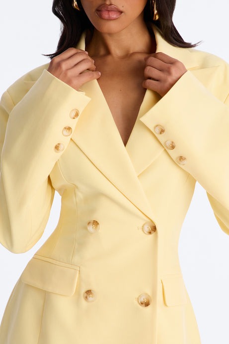 Love You Lots Blazer Mini Dress - Yellow