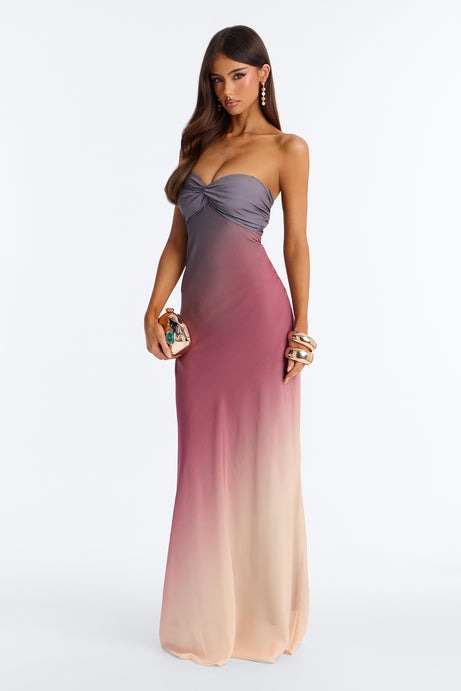 Zionna Strapless Maxi Dress - Plum/Multi