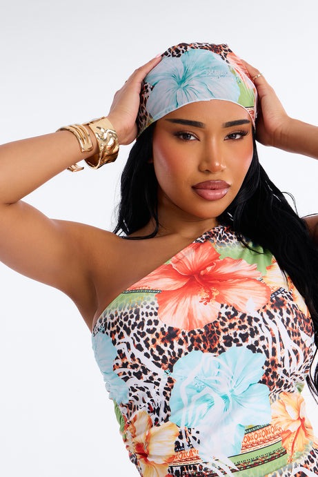 More Than That Boyshort Bikini With Scarf - Orange/combo