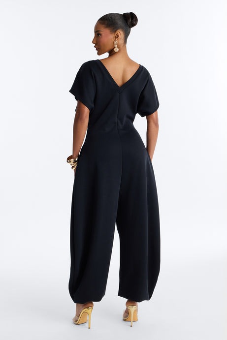 Let's Relax Barrel Wide Leg Jumpsuit - Black