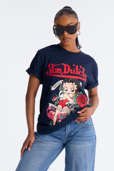 Von Dutch x Betty Boop Vintage Beauty Tee - Navy