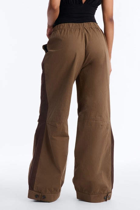 Zuri Mid Rise Colorblock Wide Leg Pant 32â3 - Olive/combo