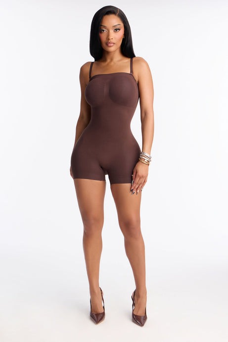 Nova Sculpt Seamless Strong Compression Strapless Shortie Bodysuit - Coco