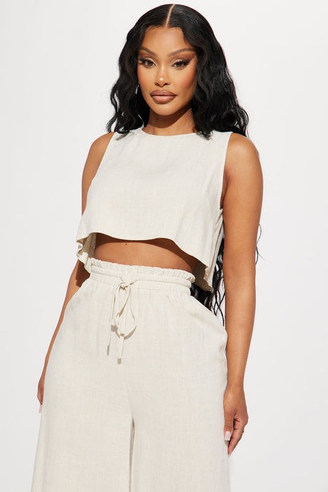 Day Dreaming Linen Pant Set - Oatmeal