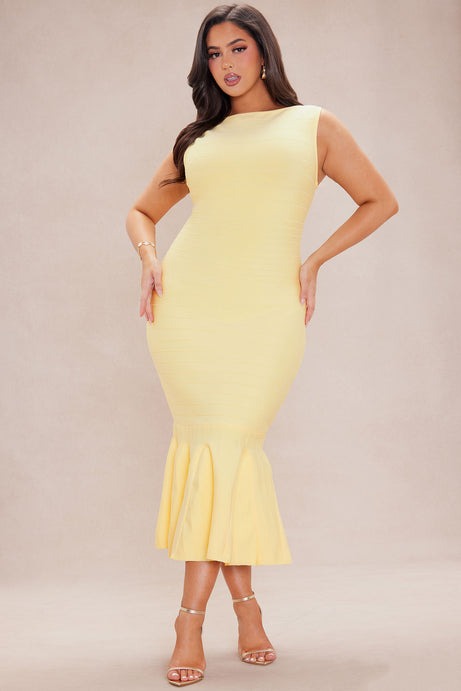 Get What I Want Bandage Maxi Dress - Yellow