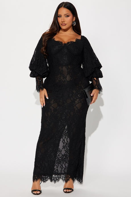 Natalia Lace Maxi Dress - Black