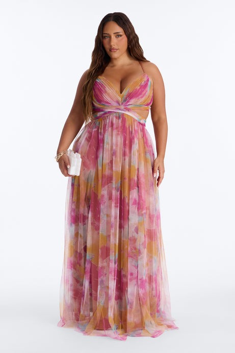 Painting Me Pretty Chiffon Gown - Orange/combo