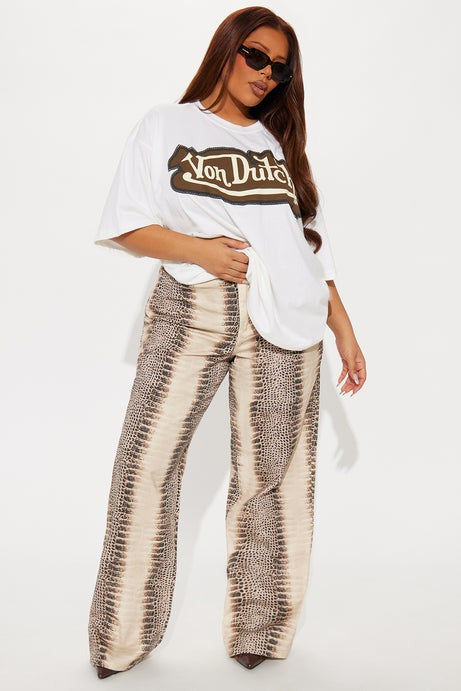 Von Dutch Embroidery Oversized Tee - Cream