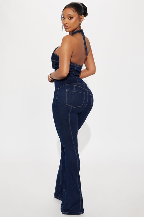 Esmeralda Denim Flare Pant Set - Dark Denim