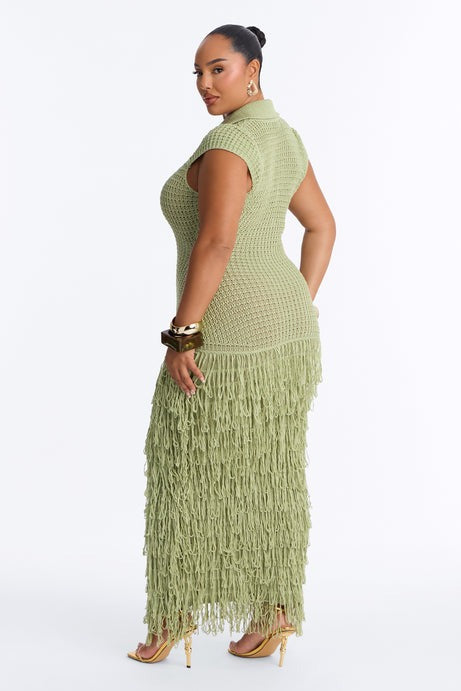 Catalina Crochet Maxi Dress - Green
