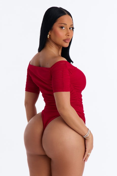 The Finer Things Mesh Short Sleeve Bodysuit - Red