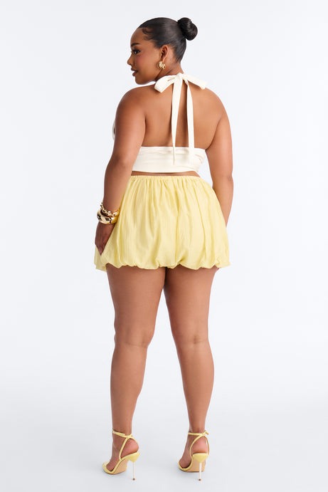 Summer Delight Bubble Hem Micro Short - Butter Yellow