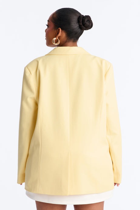 Big Goals Double Breasted Oversized Blazer - Butter Yellow
