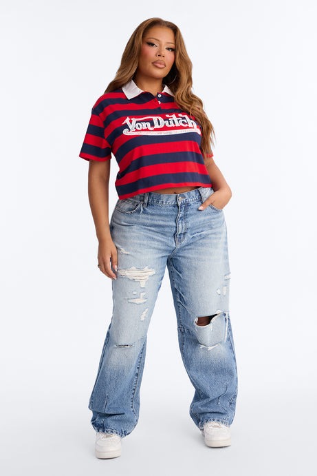 Von Dutch Americana Rugby Stripe Polo - Multi Color