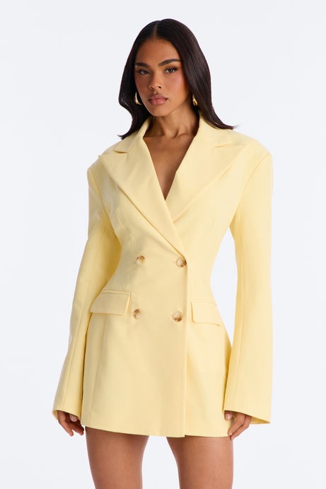 Love You Lots Blazer Mini Dress - Yellow