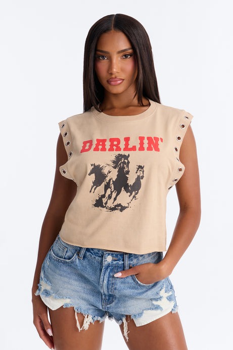 Western Darlin' Muscle Tee - Mocha