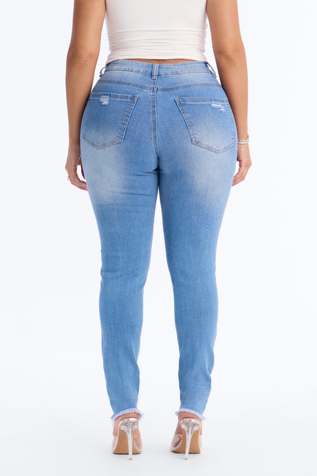 Shea Stretch High Rise Ripped Skinny Jeans - Medium Wash
