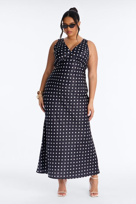 Meet Me There Polka Dot Maxi Dress - Black/White