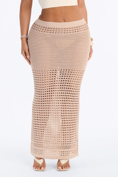 Cora Crochet Maxi Skirt - Natural