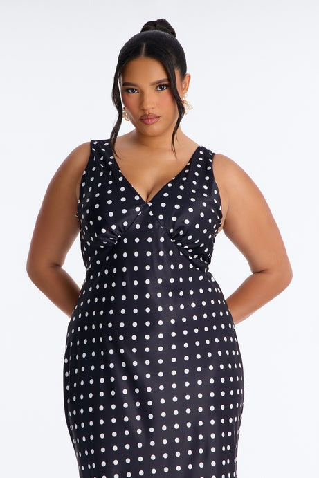 Meet Me There Polka Dot Maxi Dress - Black/White