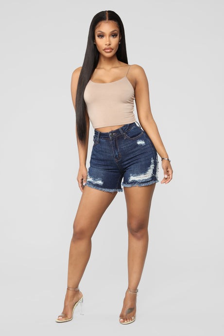 Another Day In Paradise High Rise Shorts - Dark Denim