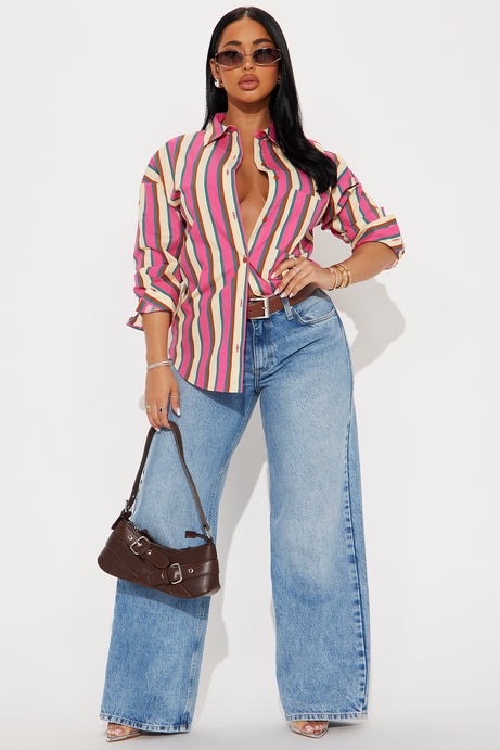 I'm The Main Topic Striped Shirt - Pink/combo