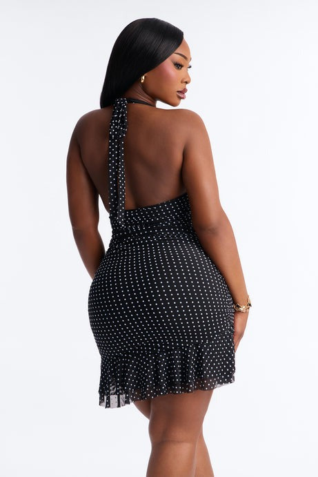 Carmine Polka Dot Micro Mini Dress - Black/White
