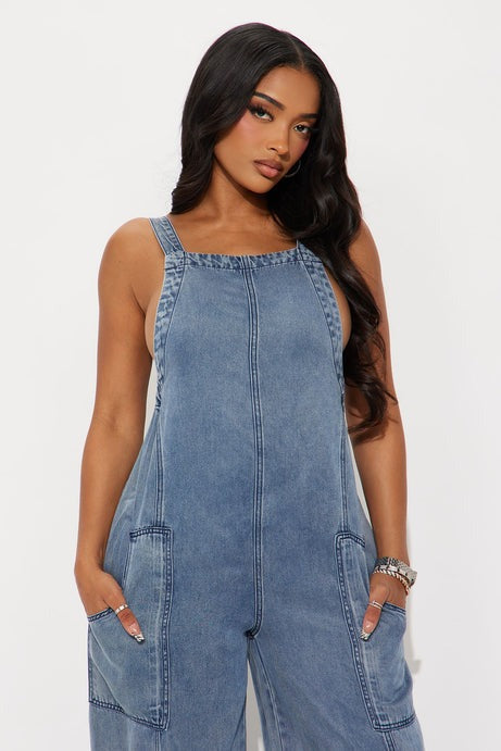Katarina Washed Jumpsuit - Medium Wash