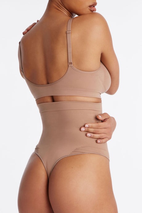 Nova Seamless Sculpt Strong Compression High Waisted Thong - Nude