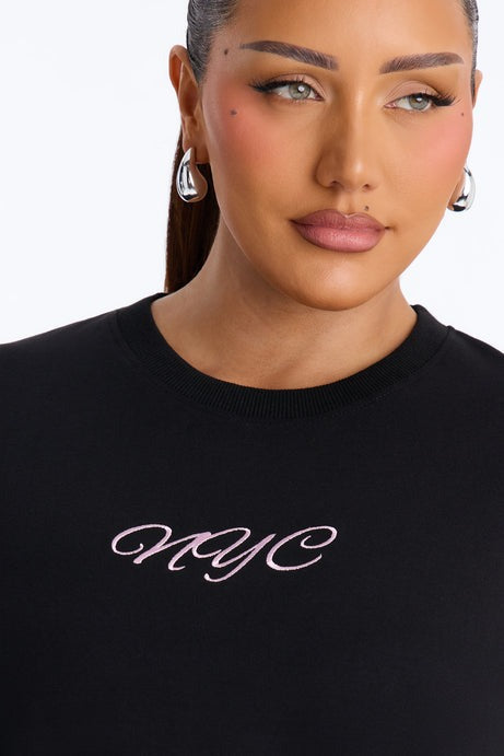 New York Or BowWhere Short Set - Black/Pink