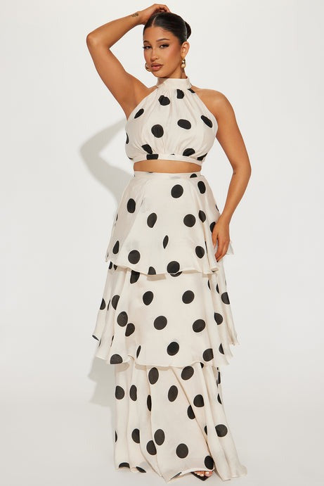 Ava Polka Dot Skirt Set - Cream/combo