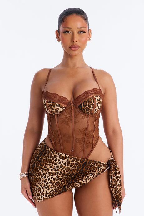 Holly Leopard Teddy With Matching Wrap Skirt - Brown/combo
