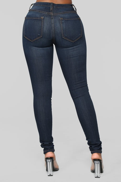 Classic Mid Rise Skinny Jeans - Dark Denim
